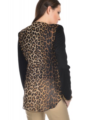 LEOPAR SİYAH BAYAN CEKET